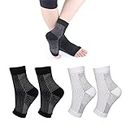 2 Pairs Comprex Ankle Sleeves Neuropathy Socks for Women Men, Plantar Fasciitis Socks Compression Socks, Soothe Tendon Anti Fatigue Toeless Ankle Brace Foot Relief Socks for Pain (l/xl)