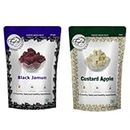 FZYEZY Freeze Dried Black Jamun& Custard Apple for Kids and Adults| Camping Vegan Healthy & Survival Food| Travel friendly Black Jamun& Custard Apple Snacks |Pantry Groceries dehydrated Snacks | Pack of 2 - 50 gm each