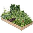 Yaheetech 8×4ft Wooden Horticulture Raised Garden Bed Divisible Elevated Planting Planter Box for Flowers/Vegetables/Herbs in Backyard/Patio Outdoor, Natural Wood, 93 x 48 x 10in