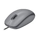 Logitech M110 Wired USB Mouse, botones silenciosos, diseño cómodo de uso completo, ambidiestro PC / Mac / Laptop - Gris