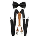 Mens Adjustable Elastic Suspenders y Bow Tie Set (negro)