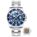 BARAMON Men's Automatic Watches, Diver Collection Sapphire Glass Skeleton Mechanical Stainless Steel Waterproof 41MM Rotating Bezel Wrist Watch for Men, Blue, Automatic watch