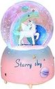 Samvardhan Unicorn Snow Crystal Globe with Music & Rotatable with Changing Light Box for Girls