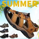 Men's Leather Sandals Beach Nonslip Summer Outdoor Sport Hiking Closed Toe Shoes