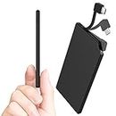 TNTOR Ultra Thin Power Bank Built in USB C Cable Portable Power Charger 5000mAh Wallet & Pocket Size [only 0.24 inch] Slim Compact External Battery Charger Only Suitable for Type-C USB C Smartphones