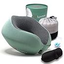 Luvcor Premium Quality Memory Foam Travel Neck Pillow Bundle - Best Ergonomic Pillow for Airplane Travel, car Ride, Sleeping. Comes with Eye mask, earplugs and Storage Bag. (Imperial Green)
