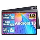 YESTEL Tablet 11 Pulgadas Android 13 con 16GB RAM 256GB ROM (1TB TF), 2K 2000 x 1200 IPS, 4 Altavoces, 3 Cámaras, GPS, Carga Rápida 18 W, 8600 mAh, 5G Wi-Fi, Octa-Core, Tablet con Funda, Gris