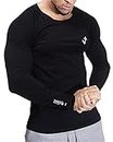 Justwin Compression T-Shirt, Top Full Sleeve Plain Athletic Fit Multi Sports Cycling, Cricket, Football, Badminton, Gym, Fitness & Other Outdoor Inner Wear (2XL) Black
