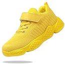 Santiro Kids Shoes for Boys Girls Breathable Knit Athletic Running Sneakers, Yellow, 13 Little Kid