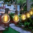 60FT Outdoor String Lights, Globe Patio Lights With 30+3 LED G40 Plastic Shatterproof Bulbs, Waterproof Connectable Edison Hanging Lights, Backyard Lights For Balcony Outside Gazebo Garden Party Decor