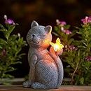 Solar Cat Outdoor Statues for Garden: Outside Decor with Butterfly Clearance for Yard Art Lawn Ornaments Porch Patio Balcony Home House - Birthday Gifts for Grandma Mom Women
