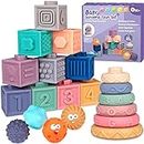 Dreampark Baby toys 6-12 Months - Montessori Toys for Babies 0-6-12-18 Months - Stacking Building Blocks & Sensory Educational Toys & Infant Teething Toys for Toddler 0 3 6 9 12 18 Months Boys & Girls