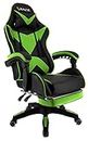 xRace - Poltrona da gaming per videogiochi, girevole, alta in pelle con supporto lombare, poggiatesta e poggiapiedi, regolabile, inclinabile, stile corse racing (verde)