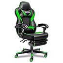 Fullwatt Video Gaming Chair for Adults High Back Adjustable Chairs Ergonomic Offic PC Gaming Chair for Computer with Footrest and Lumbar Support,Green