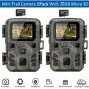 1/2 Pack Mini Hunting Game Trail Camera 24MP 1080P Waterproof Cam Night Vision