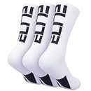 Podinor Elite Basketball Crew Socks for Men and Women, Cushion Performance Athletic Basketball Socks, White - Elite Crew Socks (3 Pairs), Medium