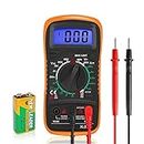 Digital Multimeter Voltmeter Battery Voltage Multi Tester AC DC Volt OHM Amp Current Meter Circuit Continuity Resistance Diode Electrical Tester with Test Leads Backlight LCD Display