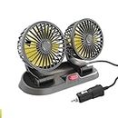 Car Fan 12V, Electric Car Cooling Fan with 360 Degree Adjustable Dual Head Cigarette Lighter Plug,Low Noise Automobile Vehicle Fan for Car Truck Van SUV RV Boat