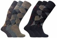 3 Pairs Men's Long Long Warm Socks / Wool Socks in Grey & Brown