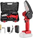 Mini Chainsaw, 4-Inch Cordless Electric Protable Chainsaw with 1Pcs Batteries & Chain Brushless Motor, One-Hand 0.7kg Lightweight, Pruning Shears Chainsaw for Tree Branch Wood Cutting