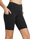BALEAF Women's Biker Shorts Workout Shorts High Waisted Athletic Yoga Summer Gym Swim Shorts Pockets Black 8" Size XXXL