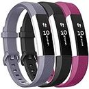 For Fitbit Alta HR Bands, Vancle Classic Accessory Band Replacement Wristband Strap for Fitbit Alta HR 2017 / Fitbit Alta 2016 Small Large (004, 3PC(Gray+Black+Purple), Small)