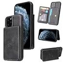 YocoverTech for iPhone 11 Case,for iPhone 11 Back Case,PU Leather Magnetic Back Shell Cover Case with Card Holders for iPhone 11[6.1 inch]-Black