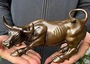 Das Traders Charging Bull 7 Inches Brass Showpiece for Home Decor, 1.5 Kg, Multicolored, Standard