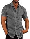 COOFANDY Men's Chambray Linen Shirt Textured Western Designer Basic Work Shirt