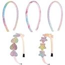 USTNIR Diademas De Arcoíris 5 Piezas Glitter Heart Girls Headbands, Lentejuelas Star Hairbands, Multicolor Headband para Niñas Accesorios para El Cabello