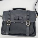 Ecosusi Briefcase Messenger Bag Black Vegan Leather Bow Accent Satchel Laptop