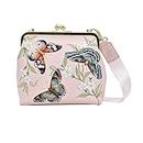 Anuschka Women’s Hand-Painted Genuine Leather Medium Frame Satchel - Butterfly Melody