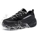 FLOWING PLUME Zapatillas de Deportes Hombre Impermeable Ligeros Zapatos Caminar Running Correr Casual Moda Aire Libre Deportivas Calzado Sneakers(Negro Elegante,45EU)