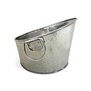 India Handicrafts Angled Hammered Design Loop Handles, Silver Tone 13.5 x 10 Inches Stainless Steel Beverage Ice Tub