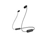 Sony kabellose WI-C100 In-Ear-Kopfhörer (bis zu 25 Stunden Akkulaufzeit, optimiert für Sprachassistenten, integriertes Mikrofon für Telefonate, Bluetooth), Schwarz, klein