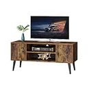 Function Home TV Stand with Storage, Mid-Century Entertainment Center, TV Console for TVs up to 55", Storage Cabinet with Shelves and Doors for Living Room, Entertainment Room, Office, Rustic Brown