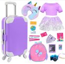 K.T. Fancy 23 pcs American 18 Doll Accessories Suitcase Travel Luggage Play Set