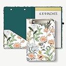 Hongri Mini Clipboard Folio with Refillable Lined Notepad and Interior Storage Pocket for Students, Classroom, Office, Women, Man, Cute Custom Pattern, Standard A5 Size 6" x 9", Evergreen