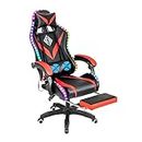 135 Degrees Gaming Chair RGB Light Office Chair Bluetooth Speaker Gamer Computer Chair Ergonomic Swivel 2 Point Massage Recliner (Color : RED)