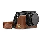 MegaGear MG1564 Ever Ready Genuine Leather Camera Half Case compatible with Panasonic Lumix DC-LX100 II - Brown