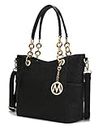 MKF Collection Shoulder Bag for Women, PU Leather Pocketbook Top-Handle Crossbody Purse Tote Satchel Handbag Black