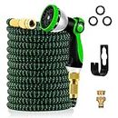 Expandable Garden Hose Pipe, Upgraded 3-Layer Latex No-Kink Flexible Water Hose, 3/4"&1/2" Metal Connectors, 10 Function Spray Nozzle 50FT
