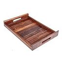 The Muebles StoreWooden Serving Tray for Dining Table | Handmade Mango Wood Serving Tray Home,Office Hotels Use (17.74 * 27.94*) (Dark Brown)