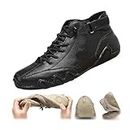 LinZong Waterproof Non Slip Hiking Boots,Lightweight Breathable Handmade Sneakers,Casual Slip-on Walking Shoes for Men Women (50, Black)