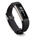BISLINKS Silicone Sport Watch Breathable Wristband Strap Replacement Compatible with Fitbit Alta/Alta HR - Large Black