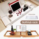 Bath Caddy Bathtub Rack Over Expandable Bamboo Book iPhone Wineglass Holder