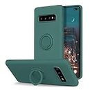 BENTOBEN Samsung Galaxy S10 Plus Case, Slim Silicone Soft Rubber with 360° Ring Holder Kickstand Car Mount Supported Protective Cases Cover for Samsung Galaxy S10+ Plus 6.4" (2019), Midnight Green