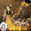 ZOUTOG Battery Operated String Lights, 33ft/10m 100 LED Bulb Warm White Outdoor String Lights with Remote Controller, Decorative Timer Globe Fairy Light for Christmas/Wedding/Party Indoor and Outdoor