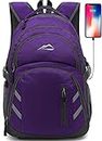 Backpack Bookbag for College Laptop Travel, Fit Laptop Up to 15.6 inch with USB Charging Port Multi Compartment Anti theft, Gift for Women Men (Purple)