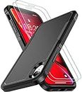 SPIDERCASE for iPhone XR Case, [10 FT Military Grade Drop Protection] [Non-Slip] [2 pcs Tempered Glass Screen Protector] Shockproof Airbag Cushion Protective Case for iPhone XR 6.1” (Black)